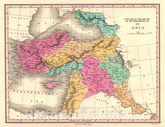 Historic Map : 1829 Turkey in Asia : Vintage Wall Art