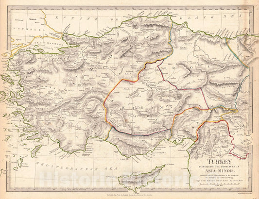 Historic Map : 1830 Turkey Containing the Provinces in Asia Minor : Vintage Wall Art