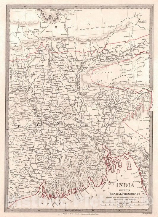 Historic Map : 1831 India Sheet VIII Bengal Presidency : Vintage Wall Art