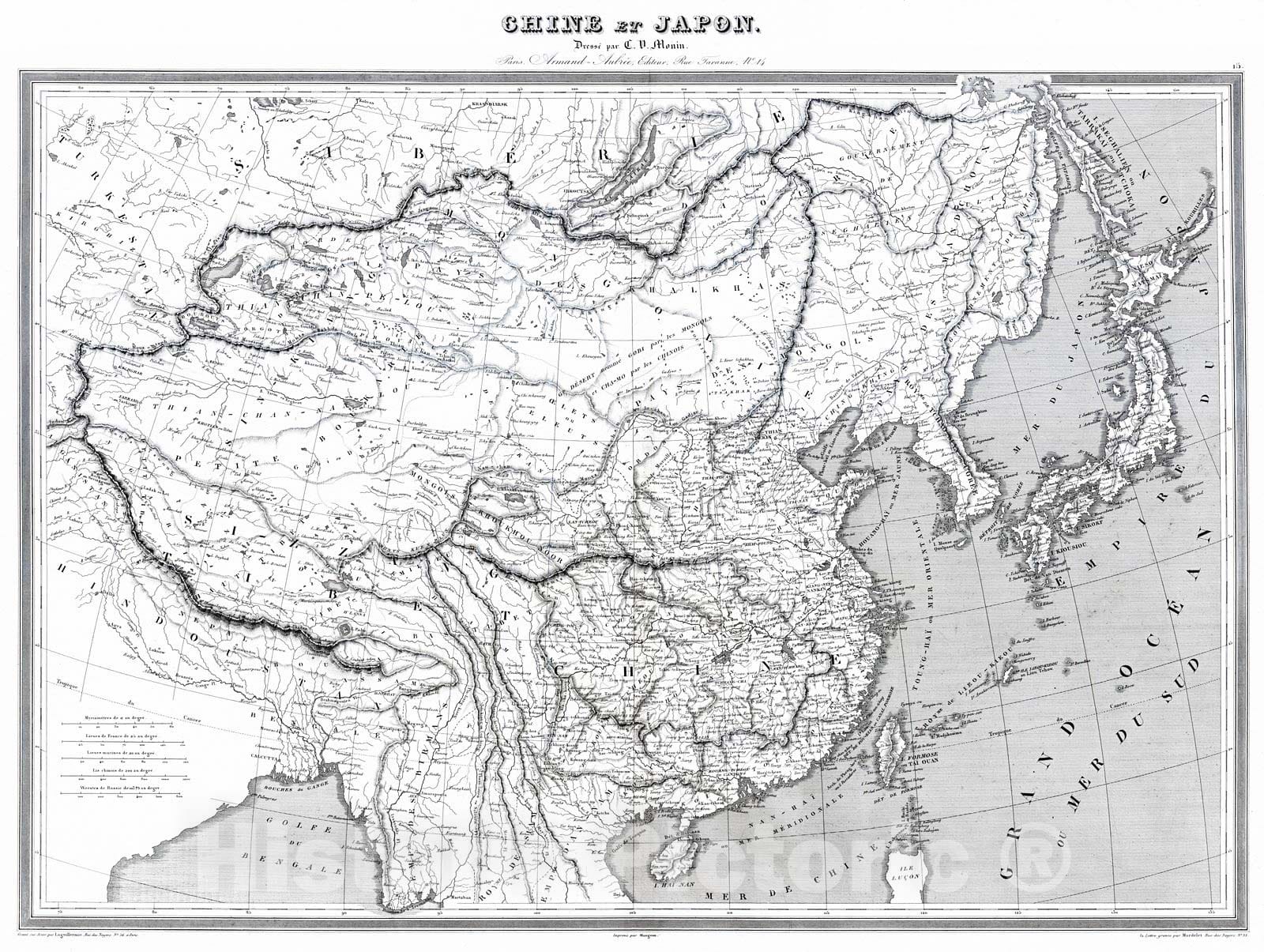 Historic Map : 1837 Chine et Japon : Vintage Wall Art