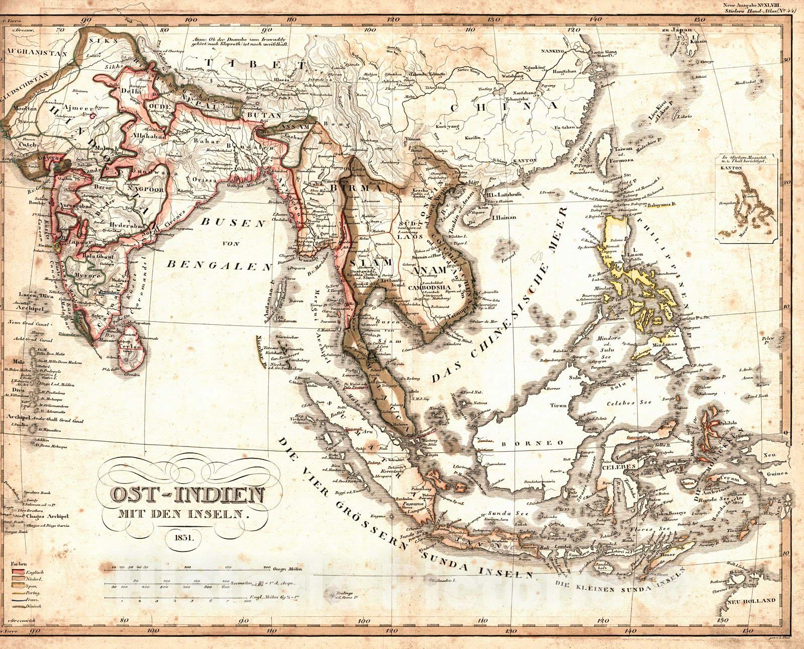 Historic Map : 1839 Ost-Indien Mit Den Inseln : Vintage Wall Art