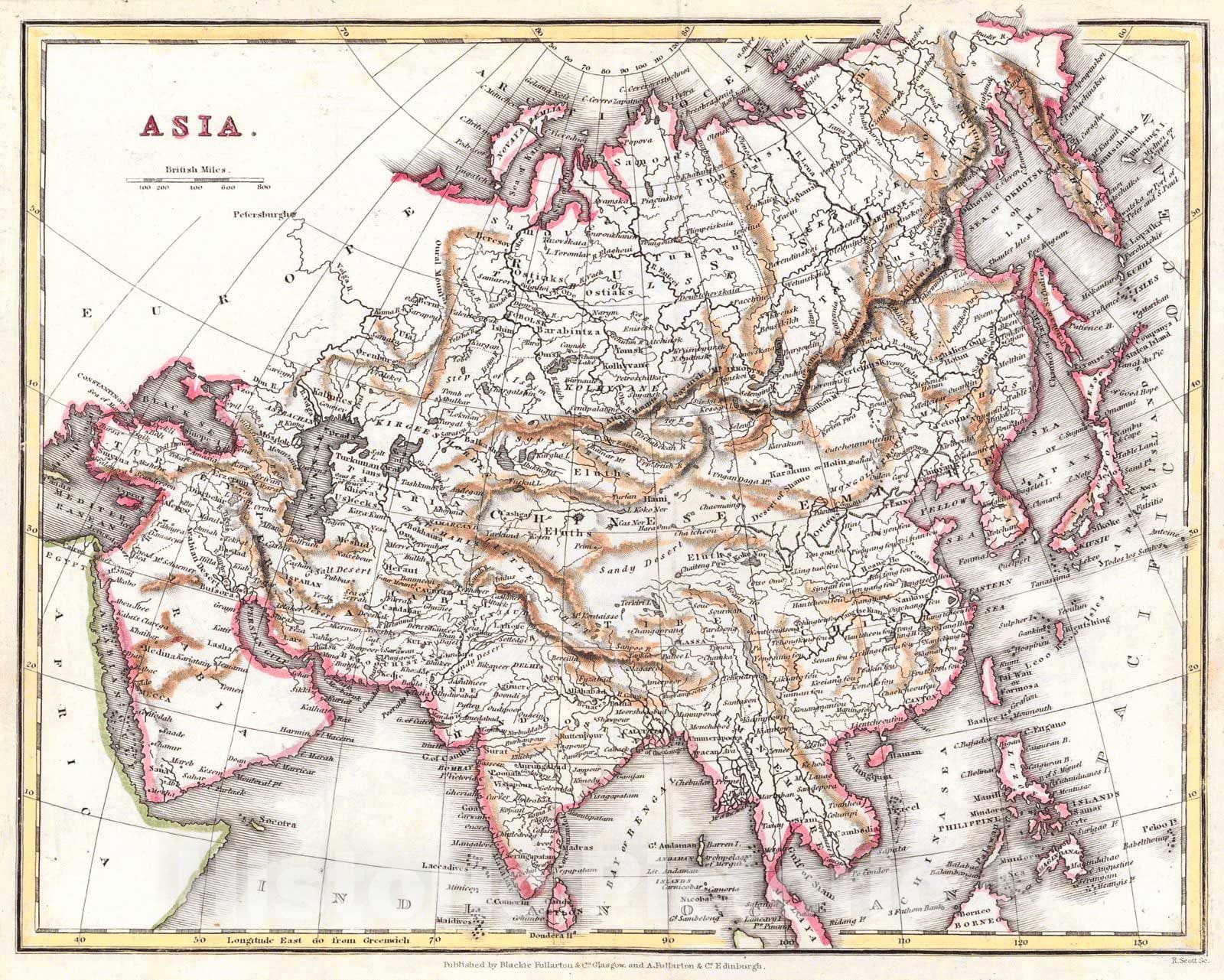 Historic Map : 1840 Asia : Vintage Wall Art