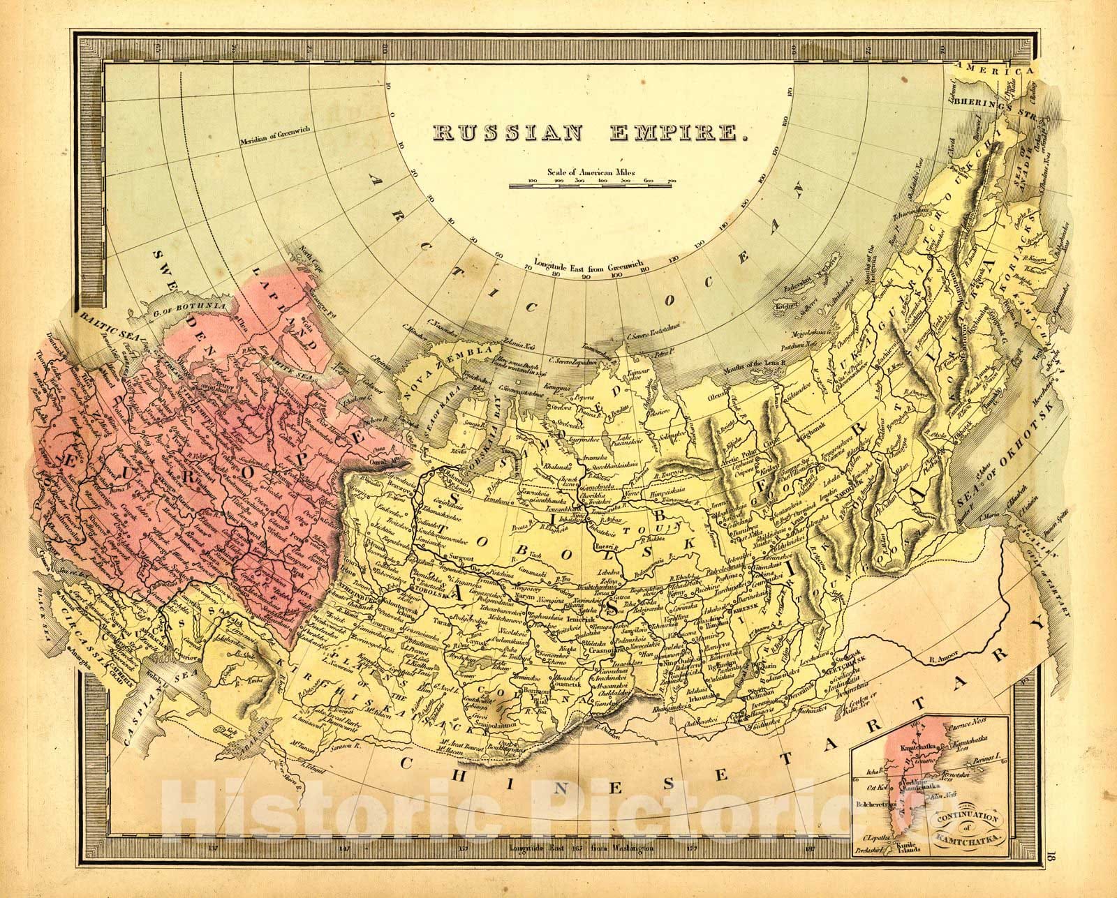 Historic Map : 1840 Russian Empire : Vintage Wall Art