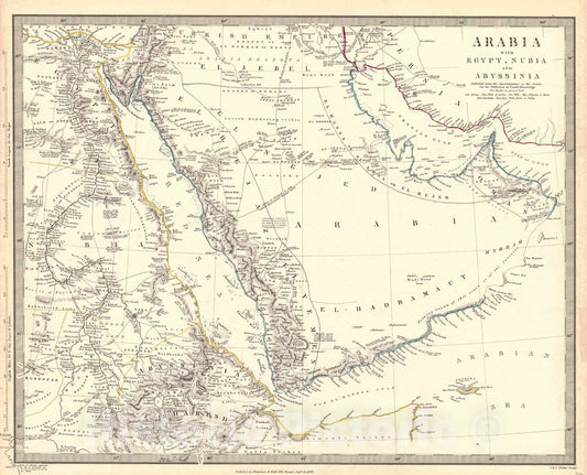 Historic Map : 1843 Arabia with Egypt, Nubia and Abyssinia : Vintage Wall Art