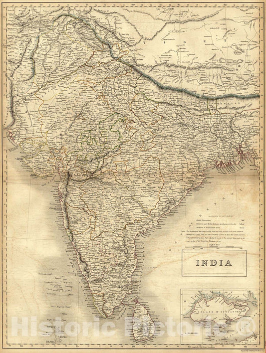Historic Map : 1847 India : Vintage Wall Art