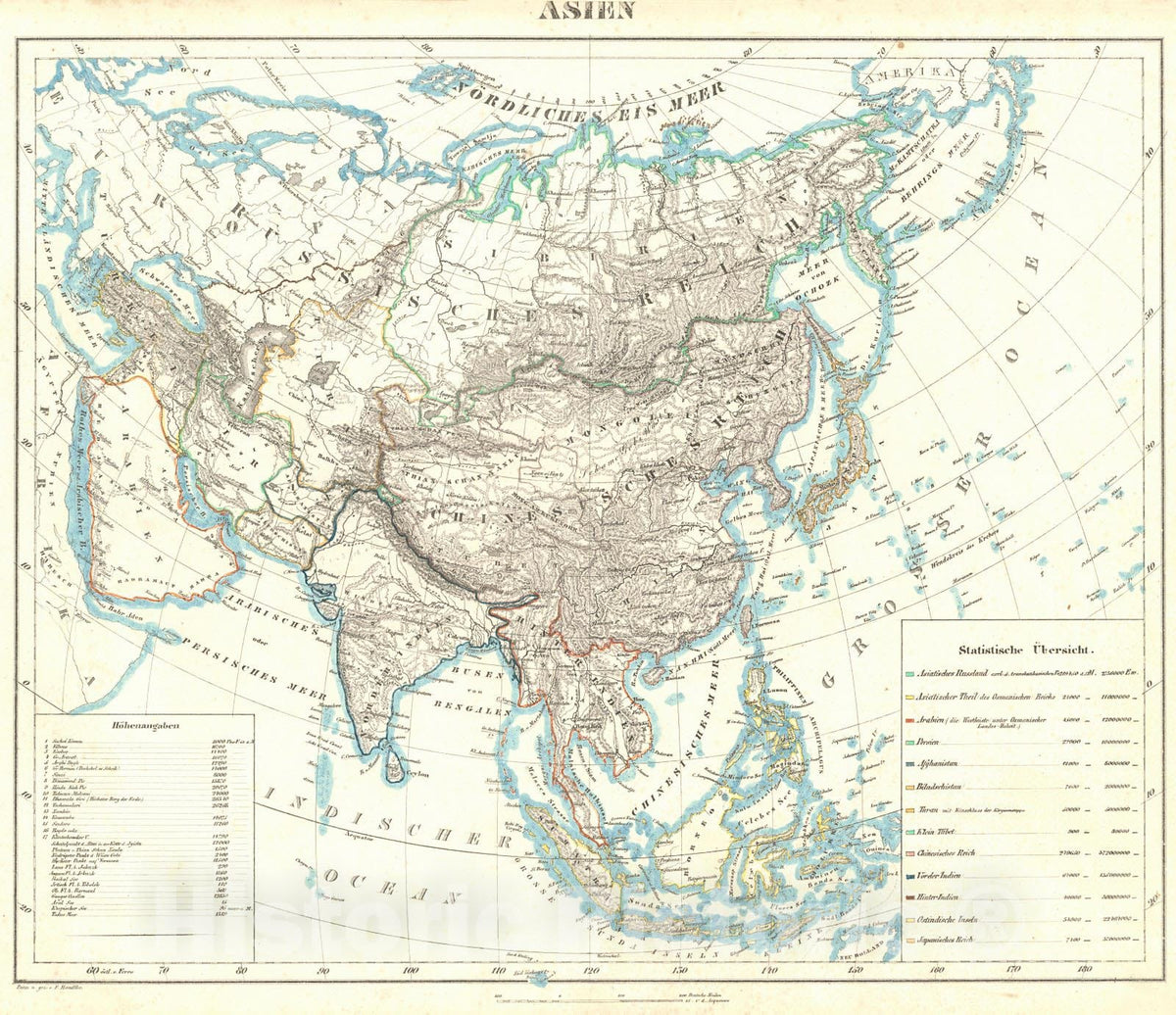 Historic Map : 1847 Asien : Vintage Wall Art