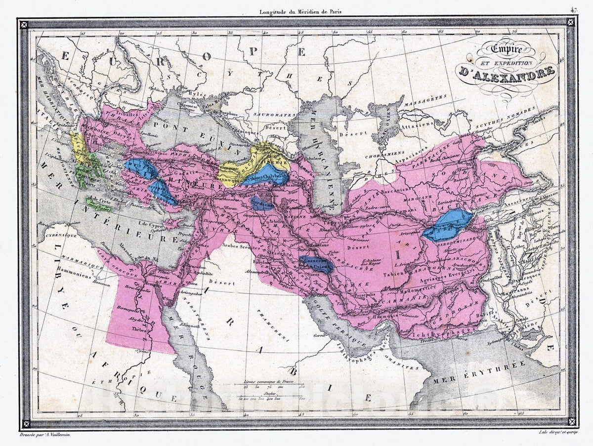 Historic Map : 1850 Empire et Expedition d'Alexanndre : Vintage Wall Art