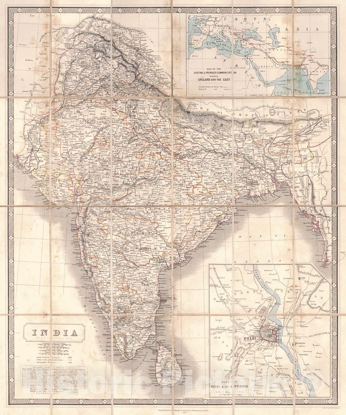 Historic Map : 1857 India : Vintage Wall Art