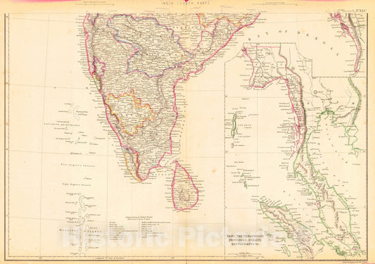 Historic Map : 1860 India (Southern Part) : Vintage Wall Art