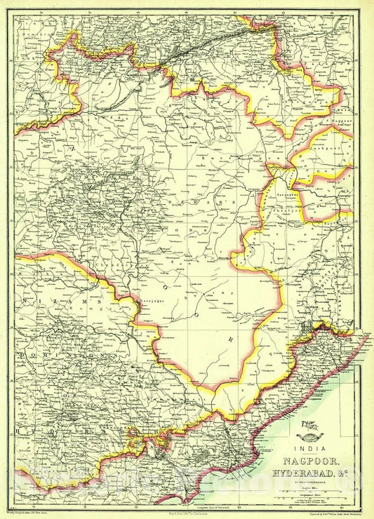 Historic Map : 1862 India - Nagpoor, Hyderabad etc. : Vintage Wall Art