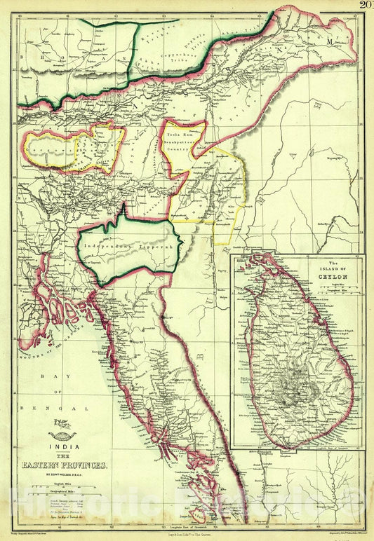 Historic Map : 1862 India - The Eastern Provinces : Vintage Wall Art