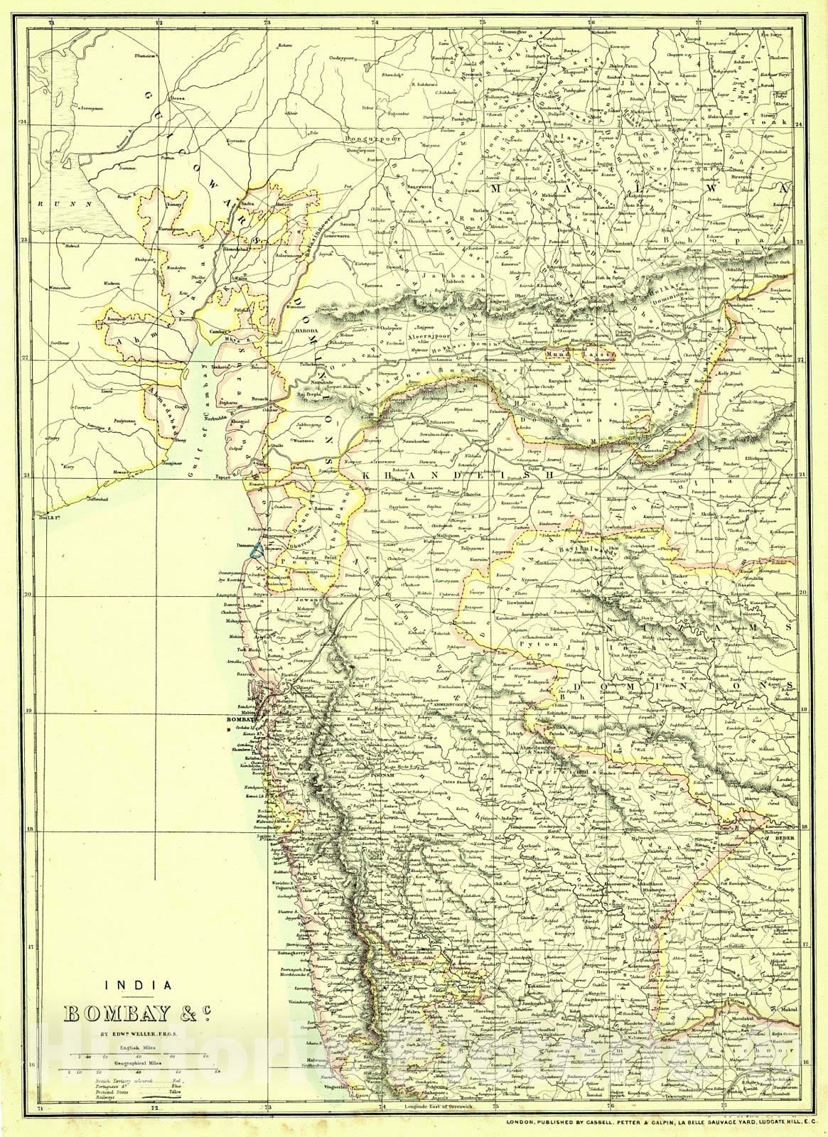 Historic Map : 1862 India - Bombay : Vintage Wall Art