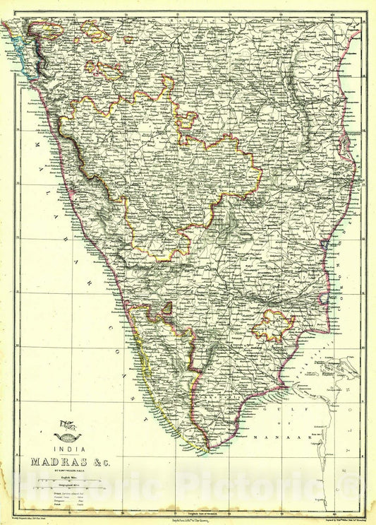Historic Map : 1862 India - Madras, etc. : Vintage Wall Art