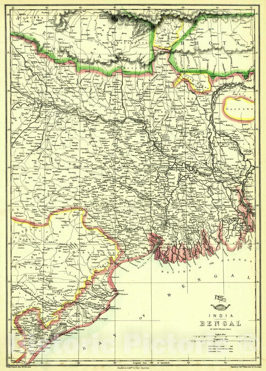 Historic Map : 1862 India - Bengal : Vintage Wall Art
