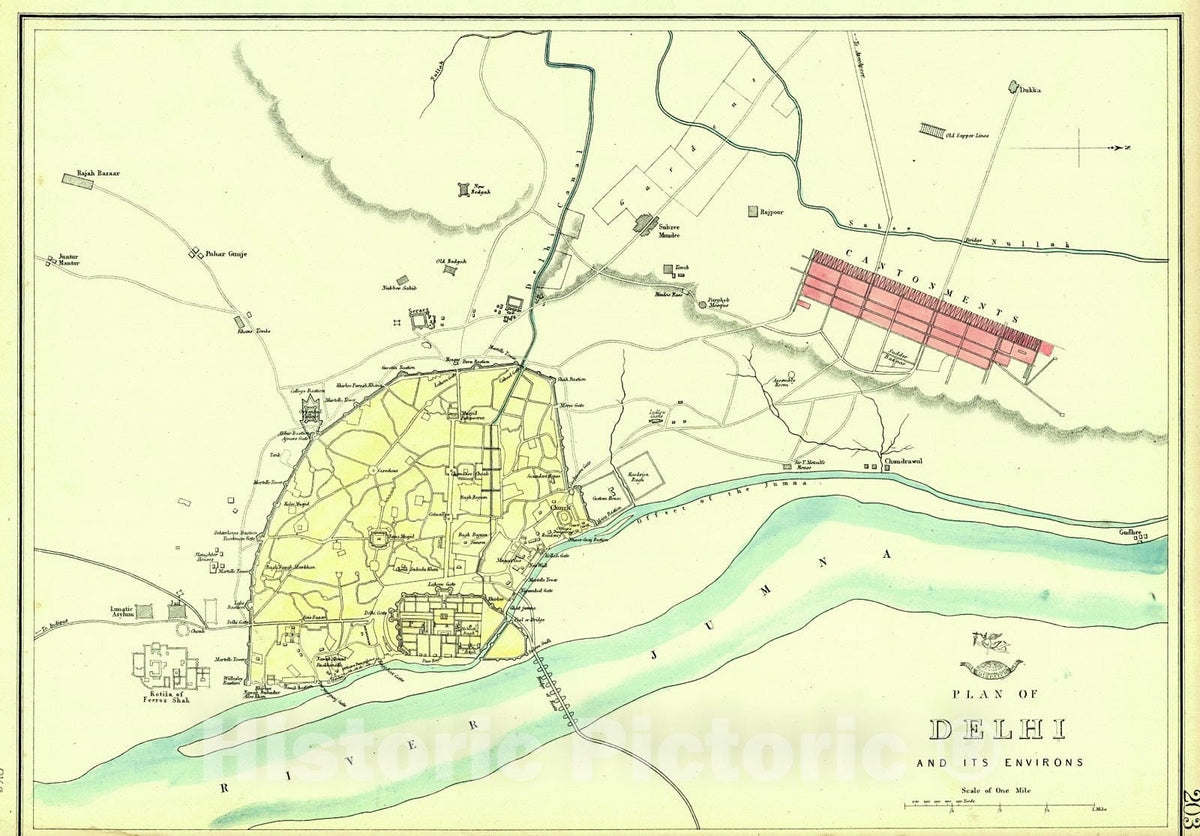 Historic Map : 1862 Plan of Delhi and its Environs : Vintage Wall Art