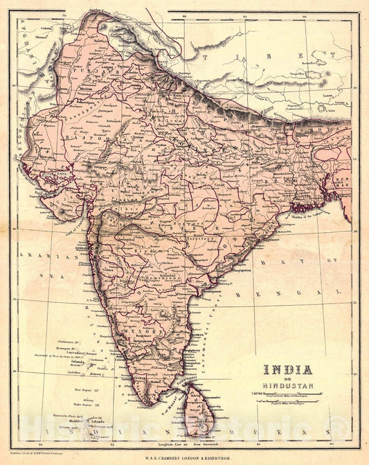 Historic Map : 1864 India : Vintage Wall Art