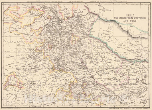 Historic Map : 1865 India the North West Provinces and Oude : Vintage Wall Art