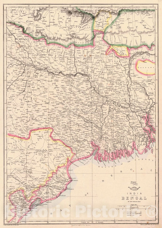 Historic Map : 1865 India Benegal : Vintage Wall Art