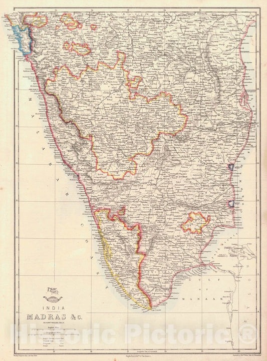 Historic Map : 1865 India Madras : Vintage Wall Art