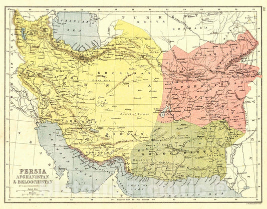 Historic Map : 1870 Persia, Afghanistan, and Beloochistan : Vintage Wall Art