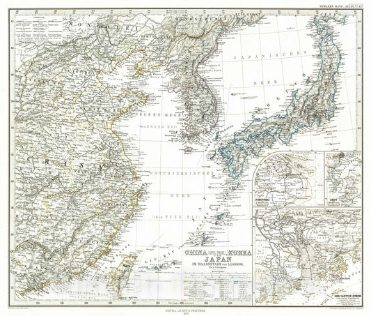 Historic Map : 1870 China (Ostl Theil), Korea und Japan  : Vintage Wall Art