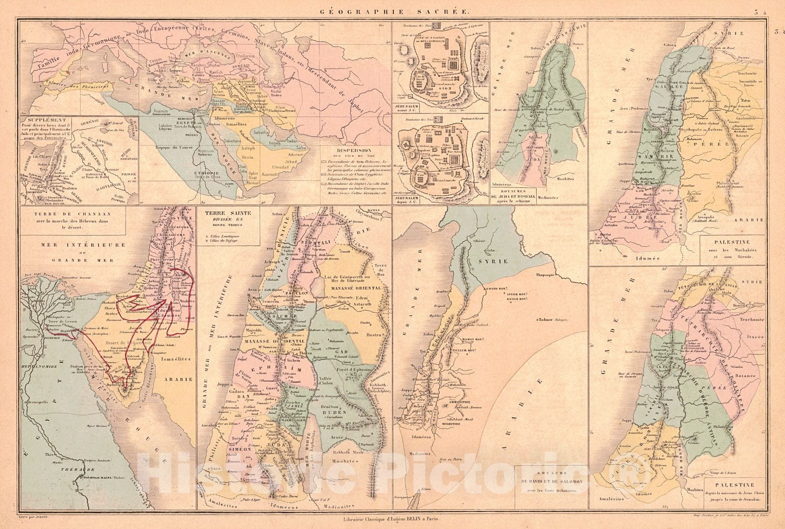 Historic Map : 1878 G&eacute;ographie Sacr&eacute;e : Vintage Wall Art
