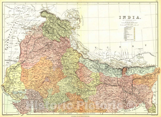 Historic Map : 1879 India : Vintage Wall Art