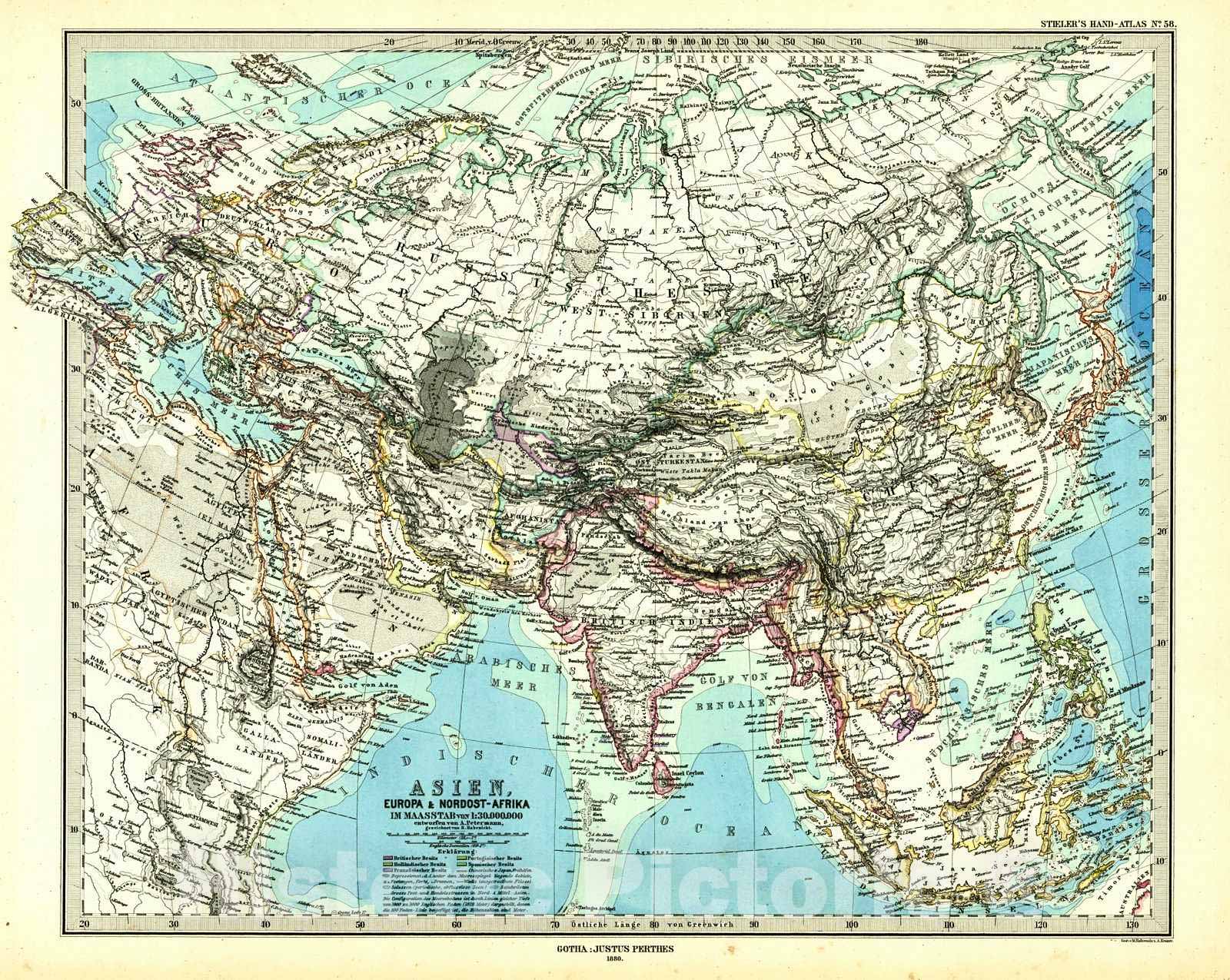 Historic Map : 1881 Asien : Vintage Wall Art