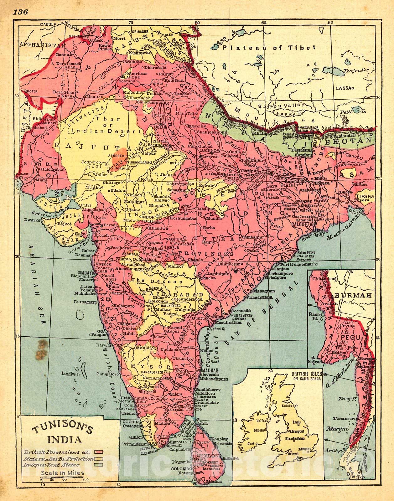 Historic Map : 1885 India : Vintage Wall Art