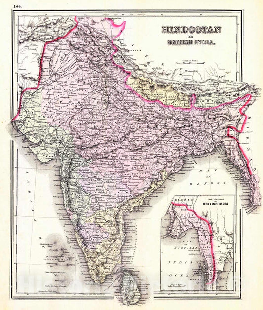 Historic Map : 1886 Hindostan or British India : Vintage Wall Art