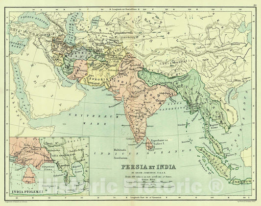 Historic Map : 1886 Persia et India : Vintage Wall Art