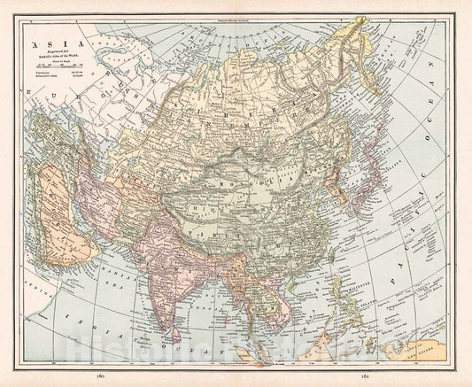 Historic Map : 1887 Asia : Vintage Wall Art