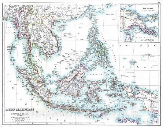 Historic Map : 1889 Indian Archipelago and Further Islands : Vintage Wall Art