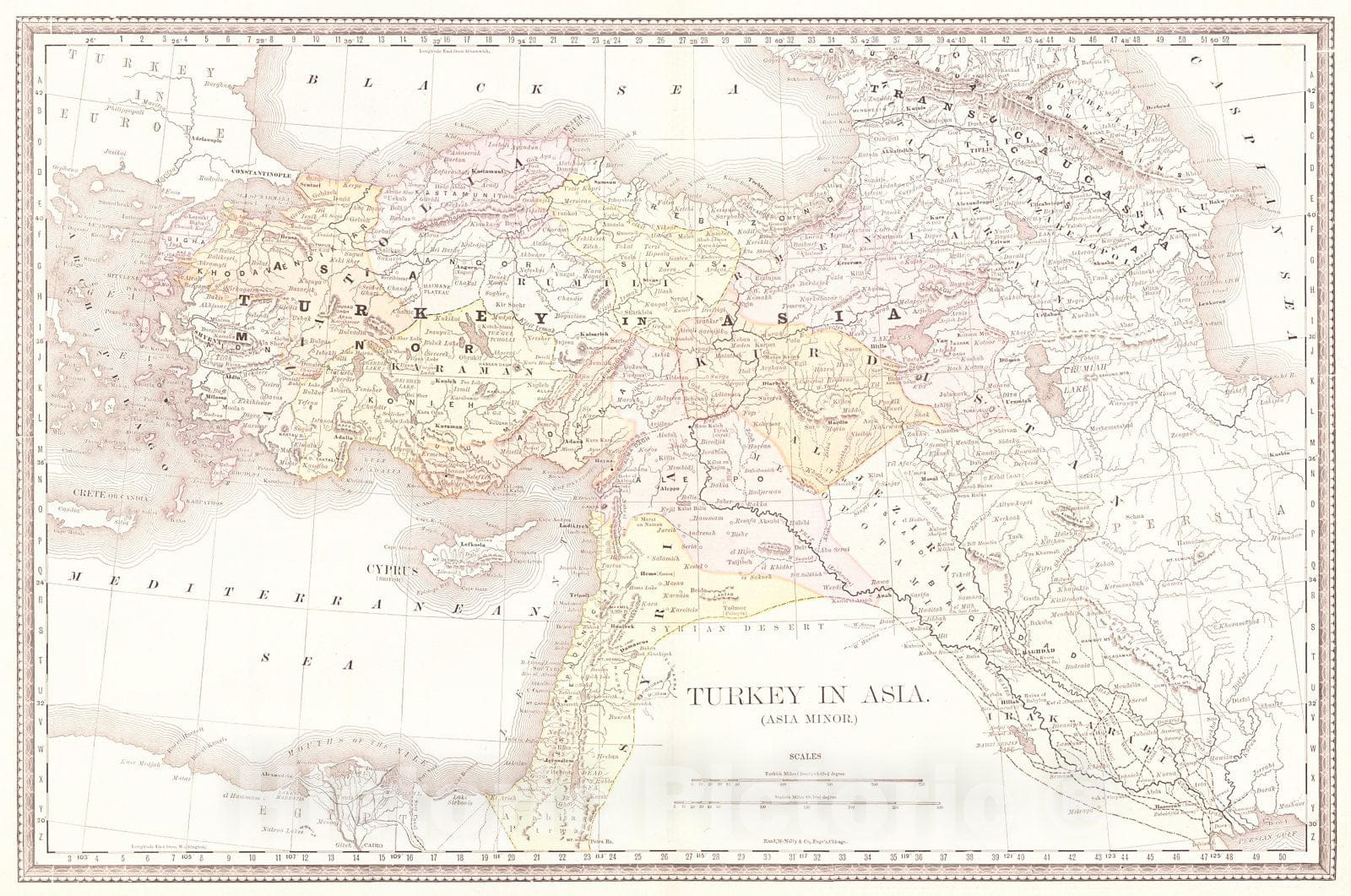 Historic Map : 1890 Turkey in Asia (Asia Minor) : Vintage Wall Art