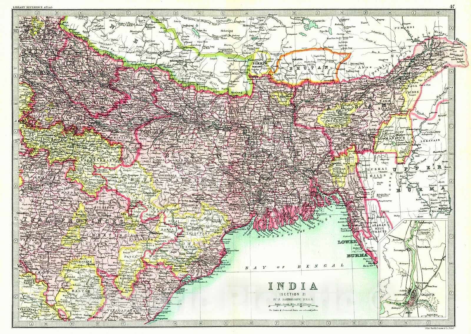 Historic Map : 1890 India (Section 2) : Vintage Wall Art
