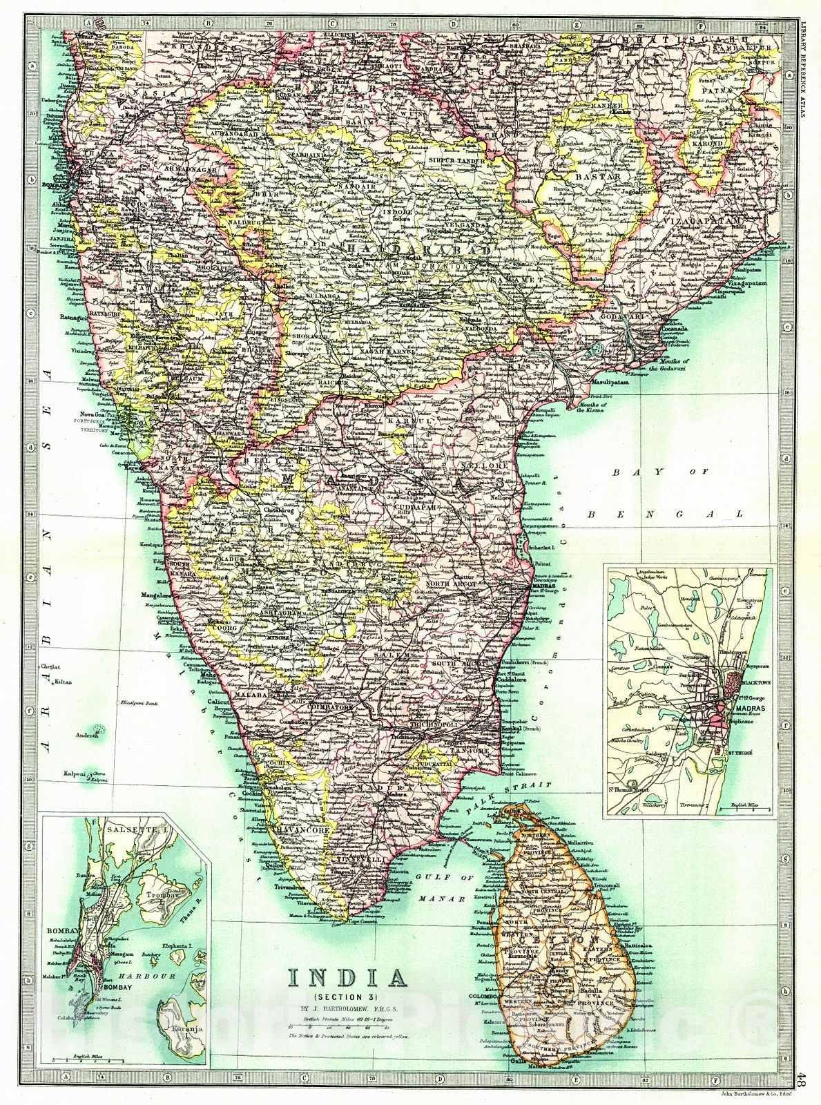 Historic Map : 1890 India (Section 3) : Vintage Wall Art