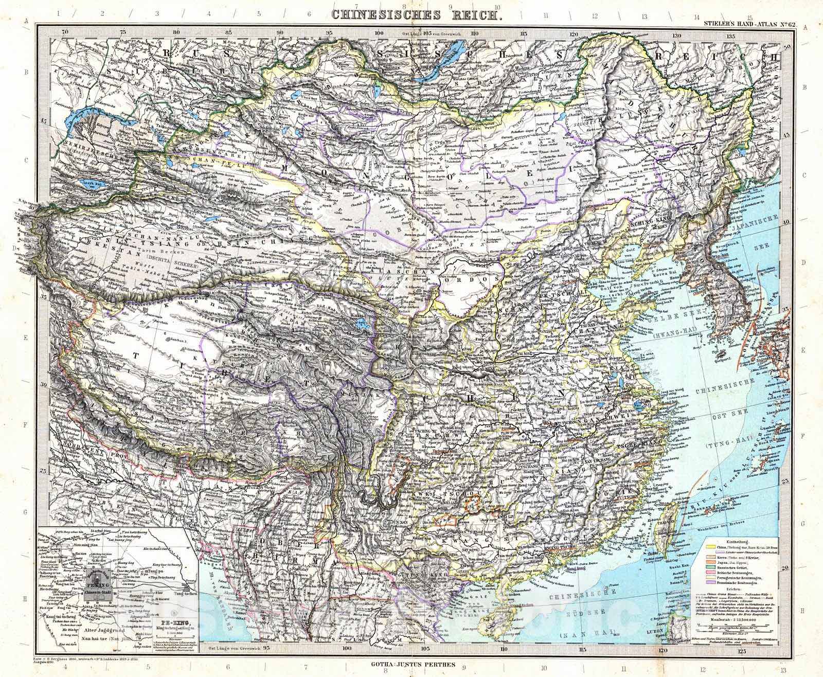 Historic Map : 1891 Chinesisches Reich : Vintage Wall Art
