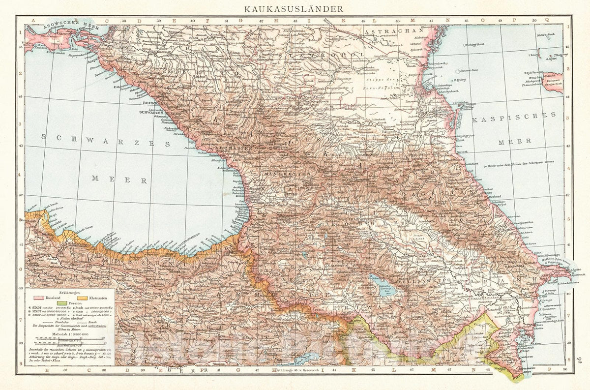 Historic Map : 1893 Kaukasusl&auml;nder : Vintage Wall Art