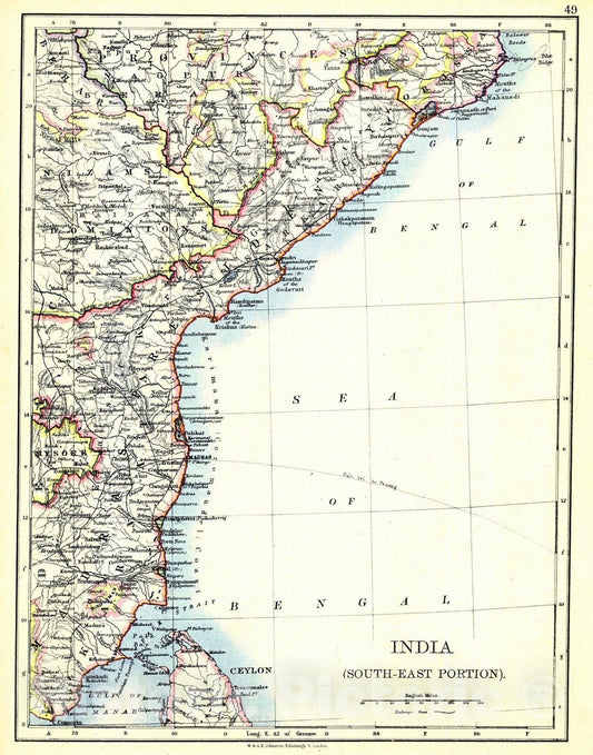 Historic Map : 1897 India (South-East Portion) : Vintage Wall Art