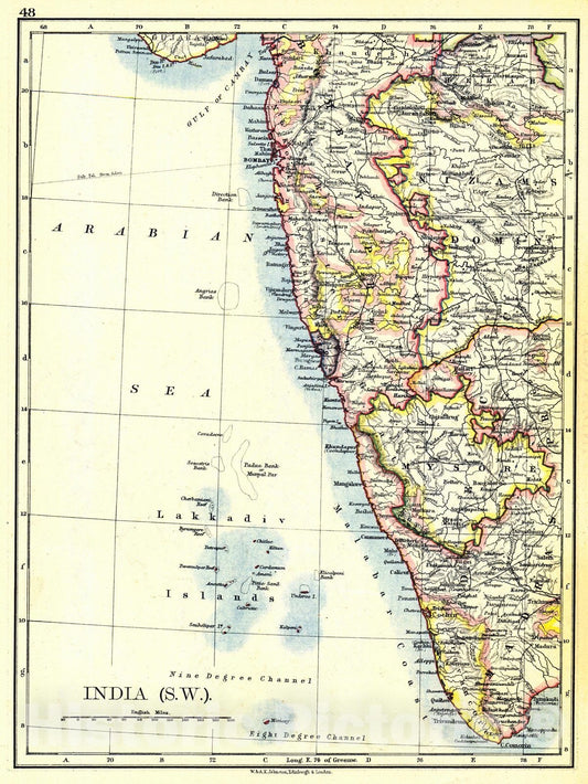 Historic Map : 1897 India (S.W.) : Vintage Wall Art