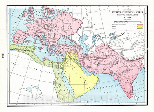 Historic Map : 1898 Map of the Ancient Historical World Showing Caucasian Nations : Vintage Wall Art