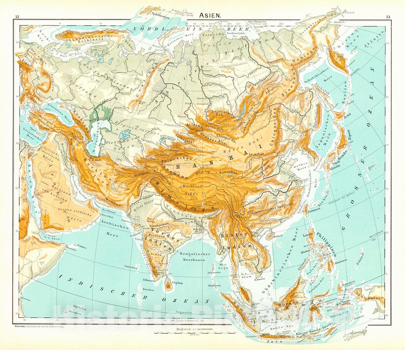 Historic Map : 1898 Asien : Vintage Wall Art