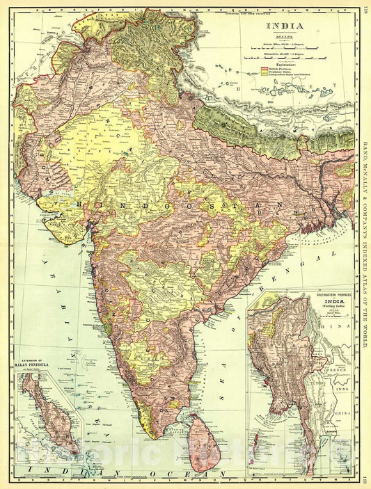 Historic Map : 1898 India : Vintage Wall Art