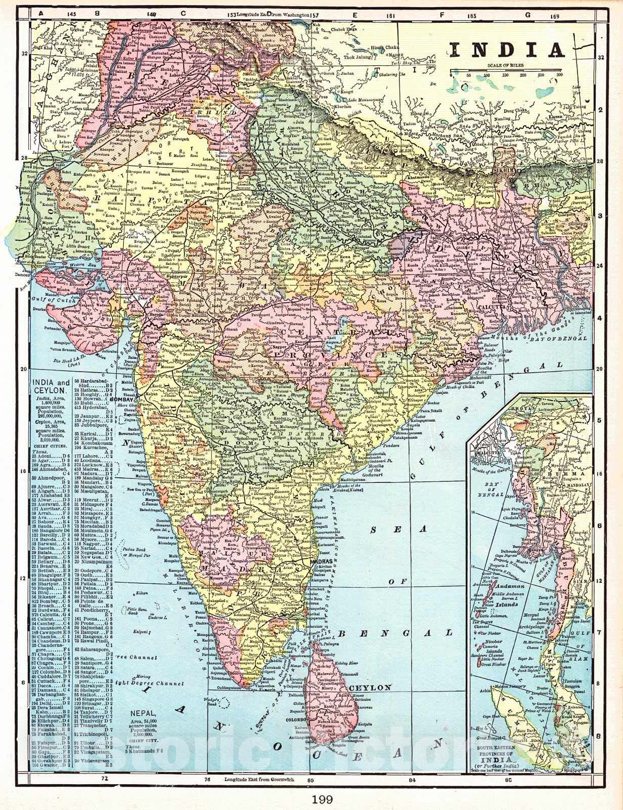 Historic Map : 1898 India : Vintage Wall Art