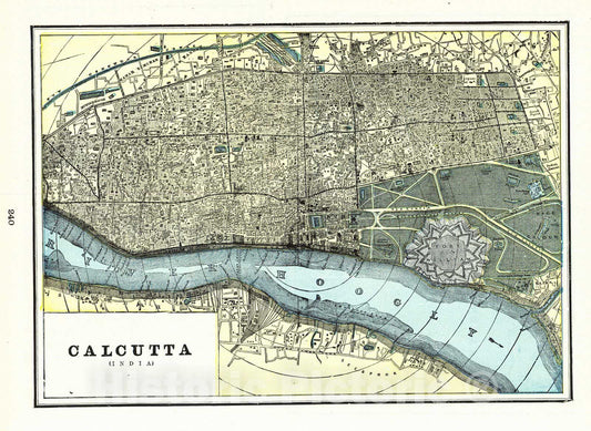 Historic Map : 1898 Calcutta (India) : Vintage Wall Art