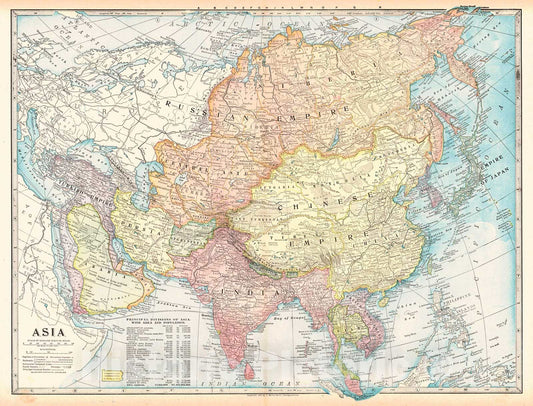 Historic Map : 1899 Asia : Vintage Wall Art