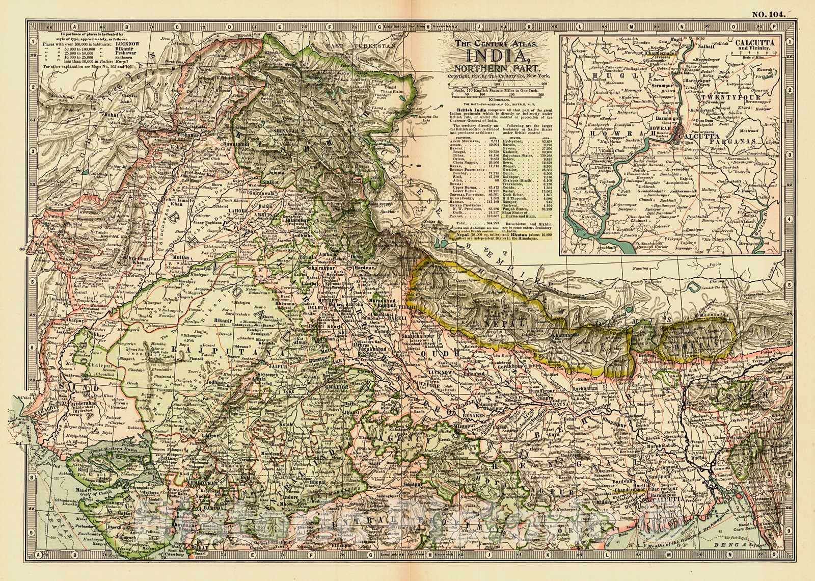 Historic Map : 1899 India, Northern Part : Vintage Wall Art
