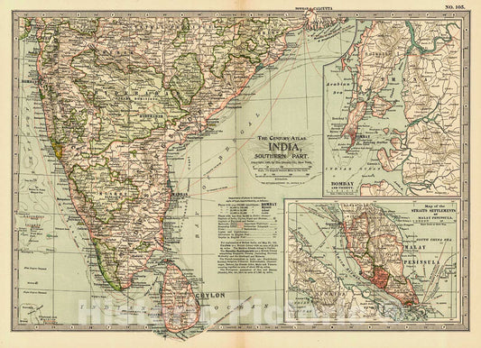 Historic Map : 1899 India, Southern Part : Vintage Wall Art