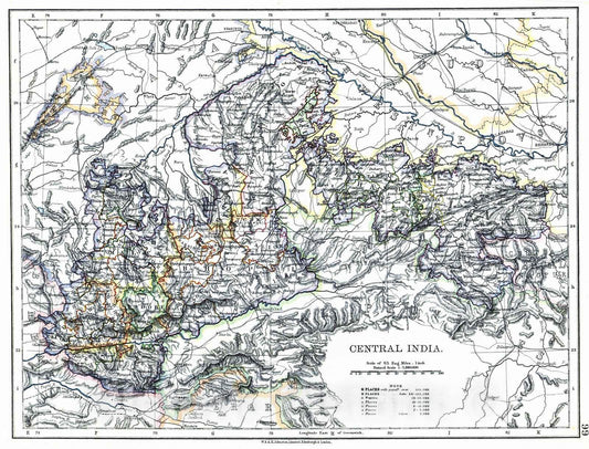 Historic Map : 1901 Central India : Vintage Wall Art