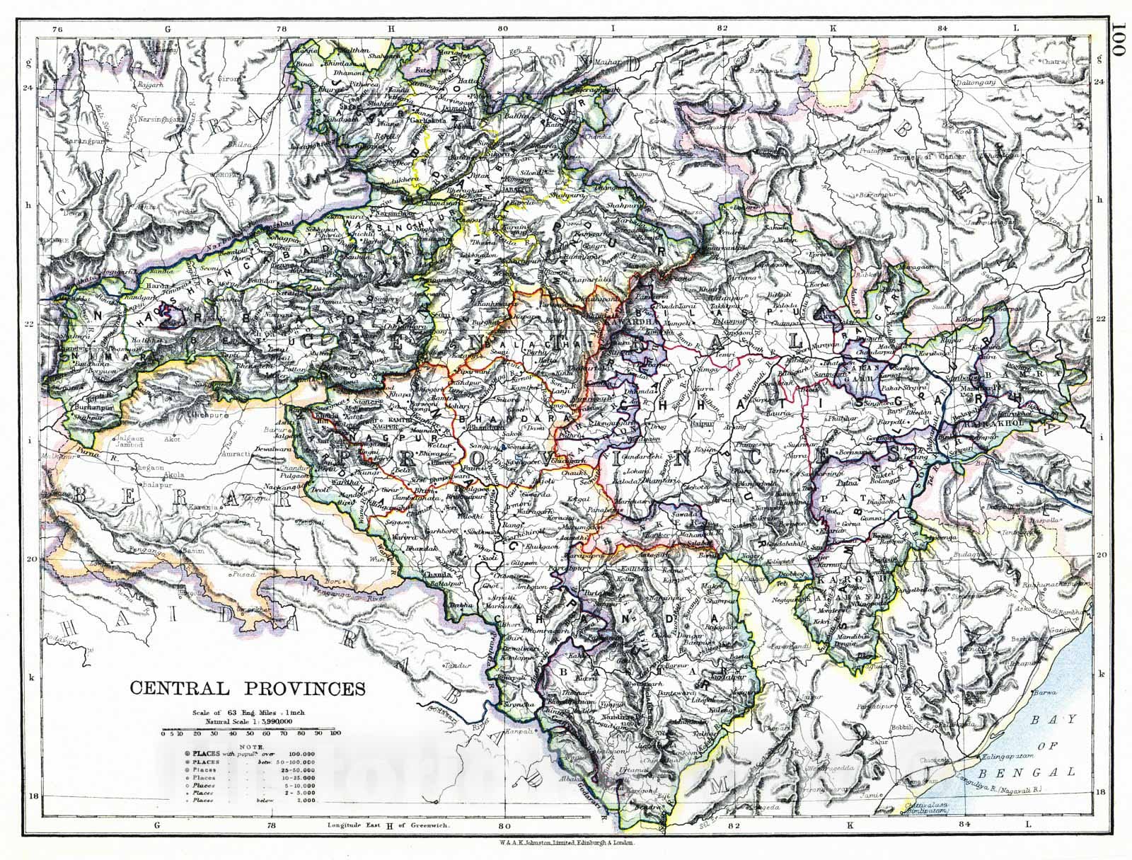 Historic Map : 1901 Central Provinces [India] : Vintage Wall Art